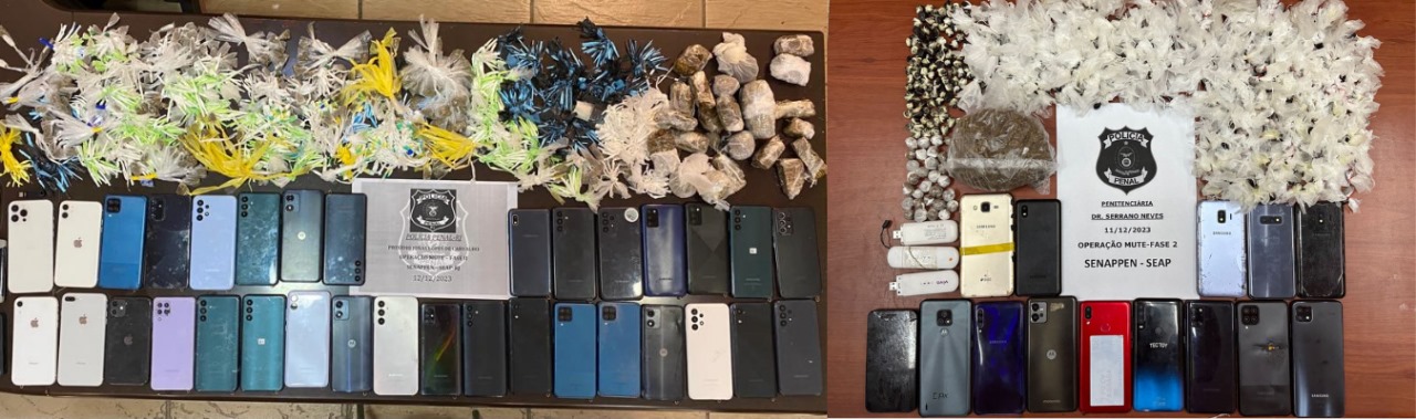 Operação Mute: Seap e Senappen apreendem aparelhos eletrônicos e substâncias ilícitas no primeiro dia da 2ª fase da operação
