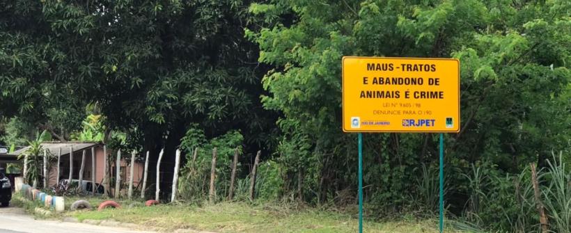 Placas contra abandono de animais em estradas são instaladas na RJ – 125