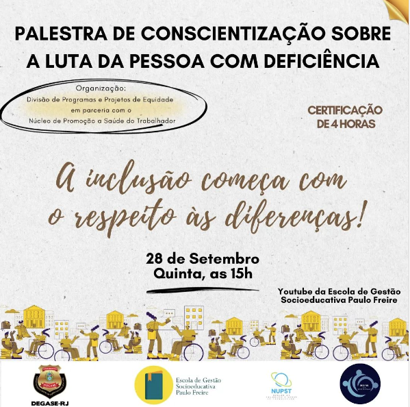 Degase convida para live a respeito da conscientização sobre a luta da pessoa com deficiência