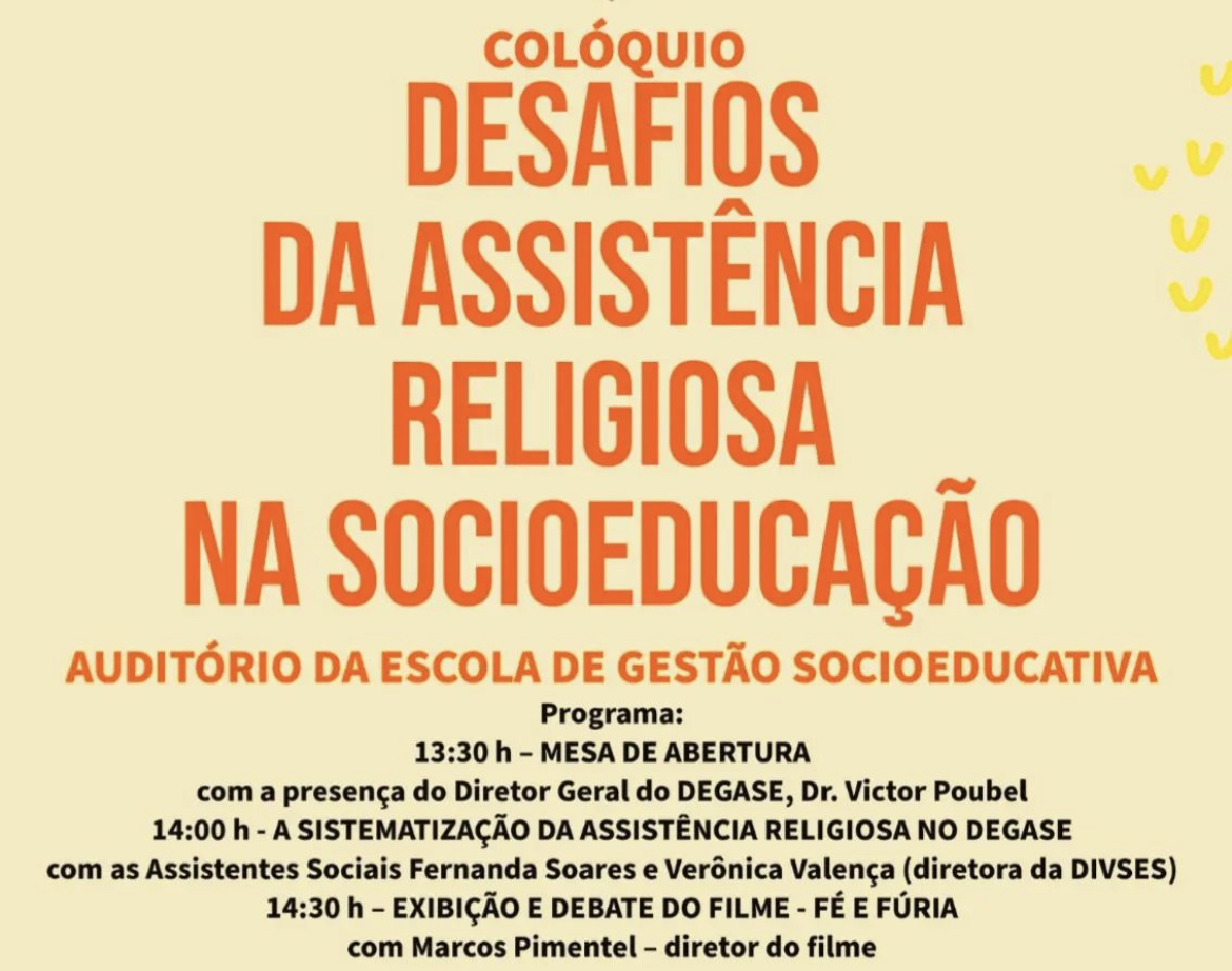 Inscrições abertas para o colóquio “Desafios da Assistência Religiosa na Socioeducação”