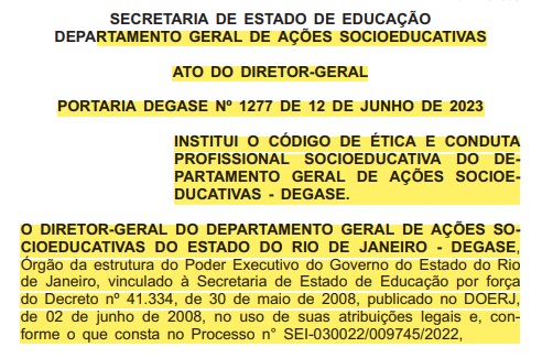 Diário Oficial Codigo de Ética