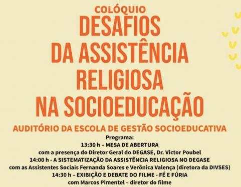 Inscrições abertas para o colóquio “Desafios da Assistência Religiosa na Socioeducação”