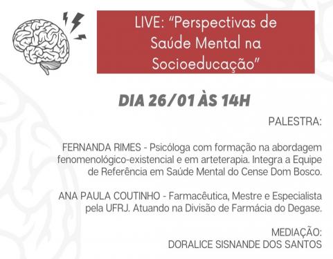 Degase realiza Live e promove reflexão sobre Saúde Mental nas unidades socioeducativas