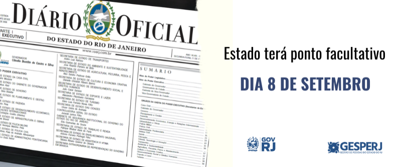 Estado terá ponto facultativo no dia 8 de setembro