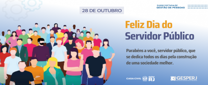 Imagem possui profissionais e a seguinte mensagem: Parabéns a você, servidor público, ue se dedica todos os dias pela construção de uma sociedade melhor