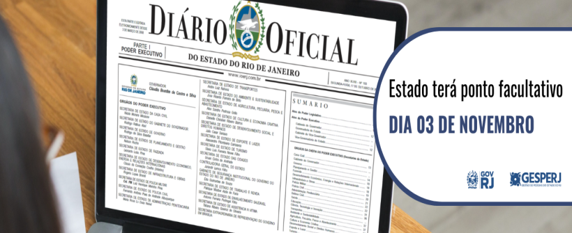 Estado terá ponto facultativo no dia 3 de novembro