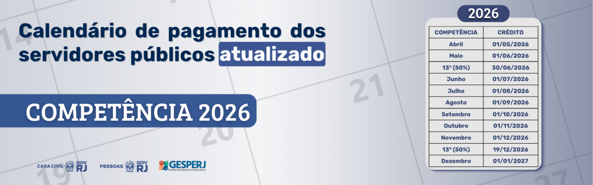 Novo Calendário de Pagamento dos servidores