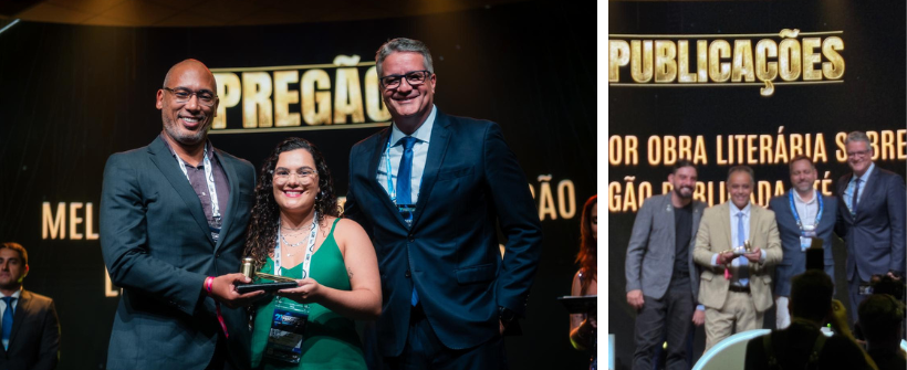 servidores recebendo premiação