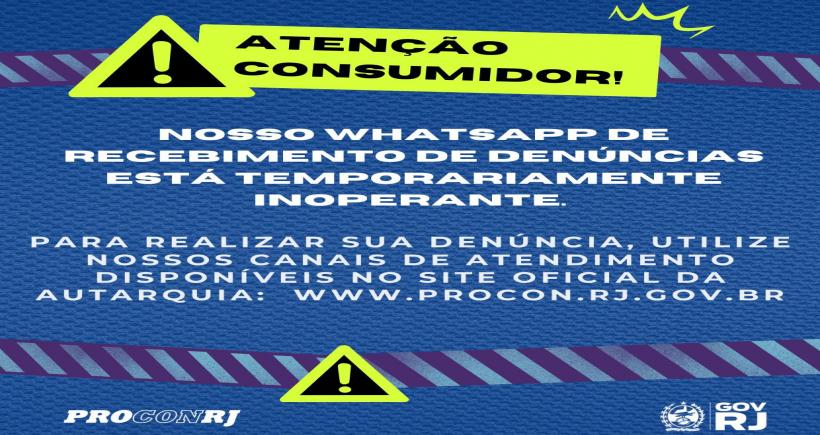 Whatsapp do Procon - RJ temporariamente inoperante!