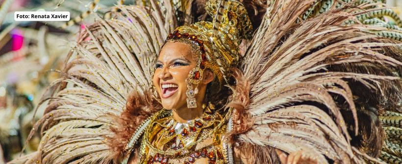 Rayane Dumont segue como rainha de bateria da União de Maricá para estreia no Grupo Especial.