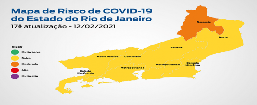 17ª atualização - Mapa de risco da Covid-19: estado permanece em bandeira amarela com baixo risco