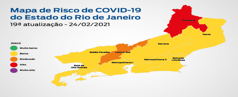 19ª atualização - Mapa de risco da Covid-19: estado permanece em bandeira amarela com baixo risco