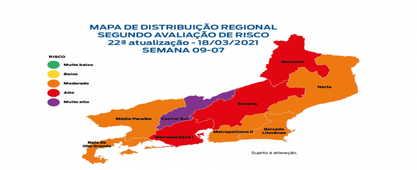 22a atualização - Mapa de risco da Covid-19: estado apresenta bandeira vermelha