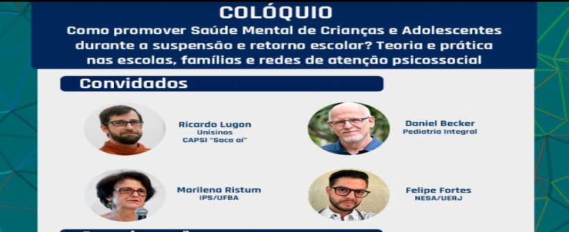 Especialistas se reúnem para falar dos sofrimentos e sintomas de crianças e adolescentes devido aos impactos da pandemia e suspensão escolar