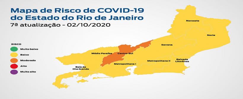  Estado do Rio tem mais de 98% da população em baixo risco no Mapa de Risco da Covid-19