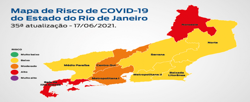 Mapa de Risco Covid-19: estado do Rio de Janeiro avança para bandeira amarela