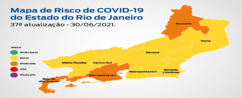 Mapa de Risco Covid-19: estado do Rio de Janeiro mantém bandeira amarela
