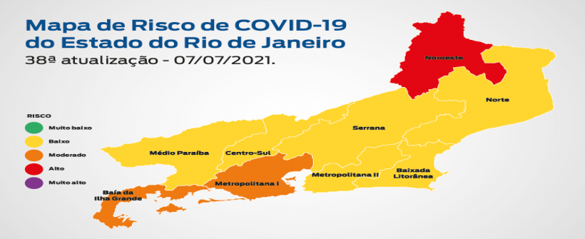 Mapa de Risco Covid-19: estado do Rio de Janeiro mantém bandeira amarela