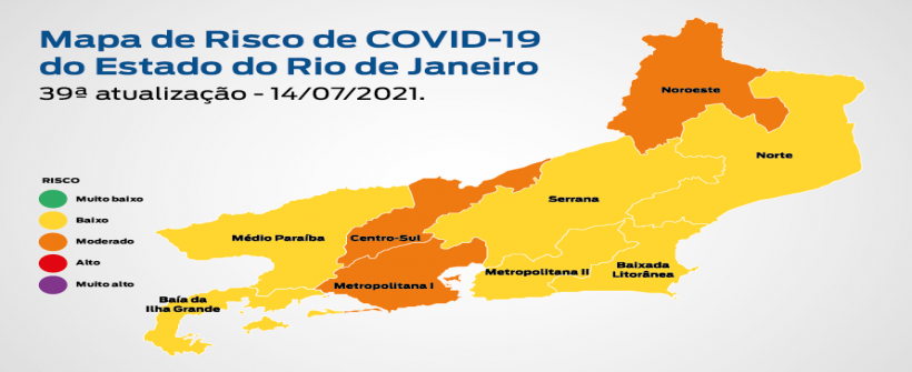  Mapa de Risco Covid-19: estado do Rio de Janeiro mantém bandeira amarela