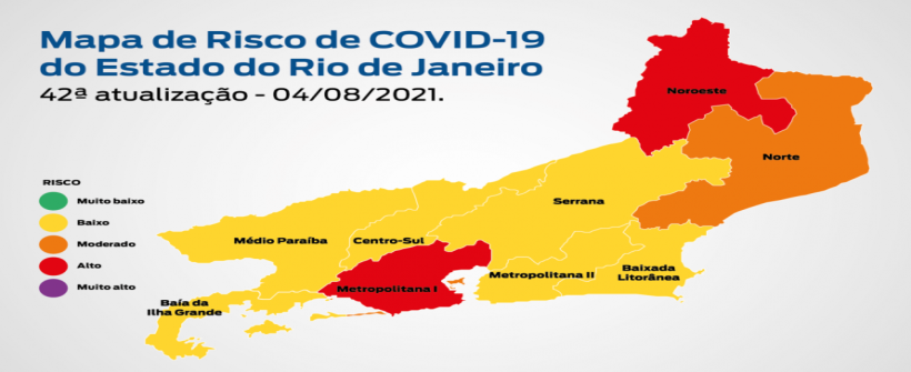 Mapa de Risco Covid-19: estado do Rio de Janeiro segue com baixo risco de transmissão