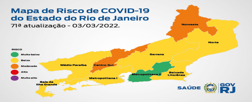 Mapa de Risco da Covid-19: estado do Rio de Janeiro permanece em bandeira amarela pela quarta semana consecutiva