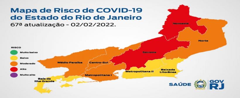 Mapa de Risco da Covid-19: estado do Rio de Janeiro permanece em bandeira laranja, com risco moderado