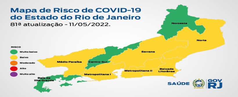 Mapa de Risco da Covid-19: em bandeira amarela, estado do Rio tem queda de 42% nas internações e de 71% no número de óbitos