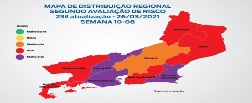 Mapa de risco da Covid-19: estado apresenta bandeira vermelha