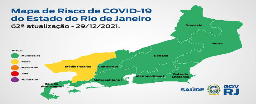 Mapa de risco da Covid-19: estado se mantém em bandeira verde, com risco muito baixo