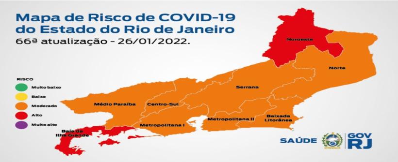 Mapa de risco da Covid-19: estado do Rio de Janeiro está em bandeira laranja