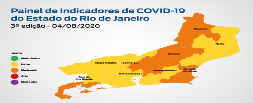 Mapa de risco para Covid passa a classificar cinco regiões do Estado do Rio como bandeira amarela