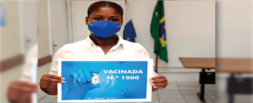 Milésima funcionária imunizada do Getúlio Vargas se emociona ao receber vacina