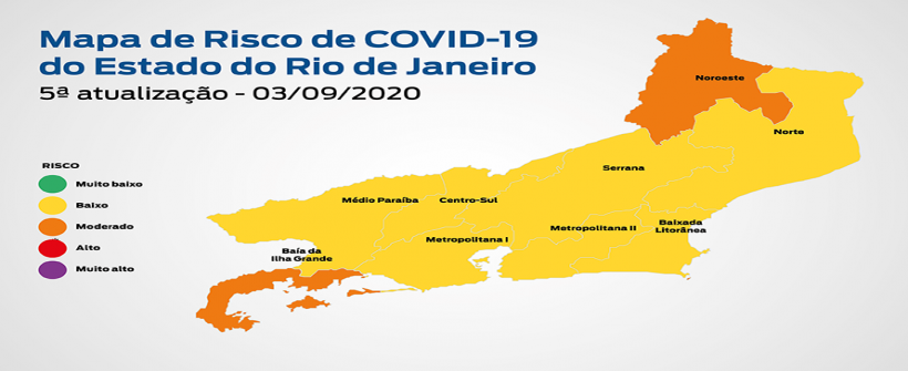 Novo mapa de risco para Covid indica 96% da população do Estado em regiões com bandeira amarela