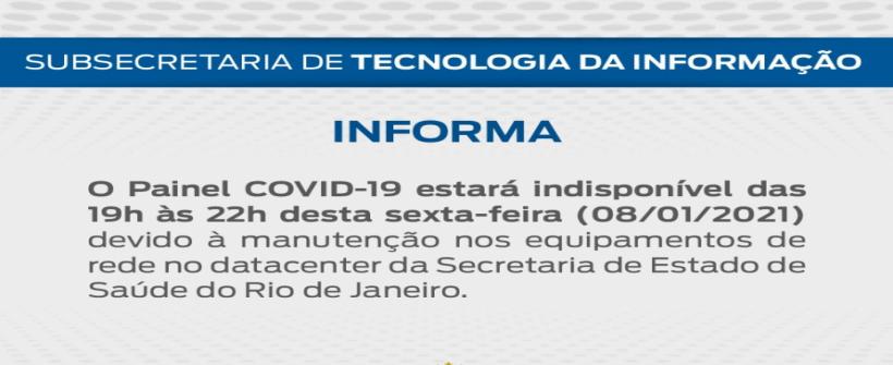  O Painel COVID-19 estará indisponível das 19h às 22h desta sexta-feira
