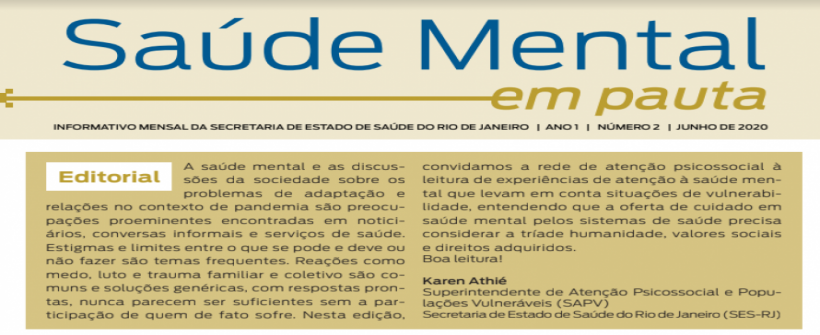 Saúde Mental em Pauta: junho de 2020