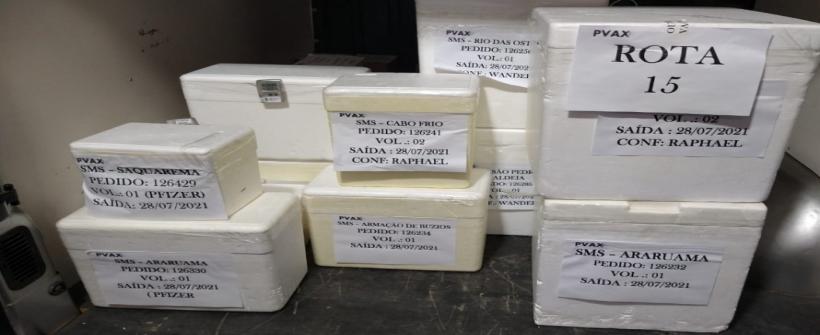 Estado do Rio conclui distribuição de mais de meio milhão de doses de vacinas contra a Covid-19 aos 92 municípios