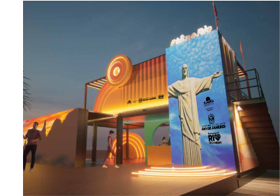 Estande instagramável da Setur-RJ na praia de Copacabana