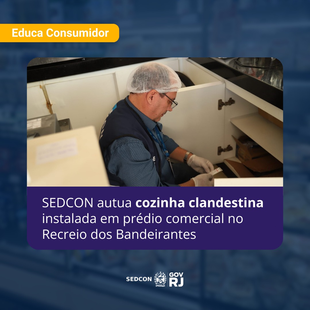 SEDCON autua cozinha clandestina instalada em prédio comercial no Rio. Estabelecimento foi fechado