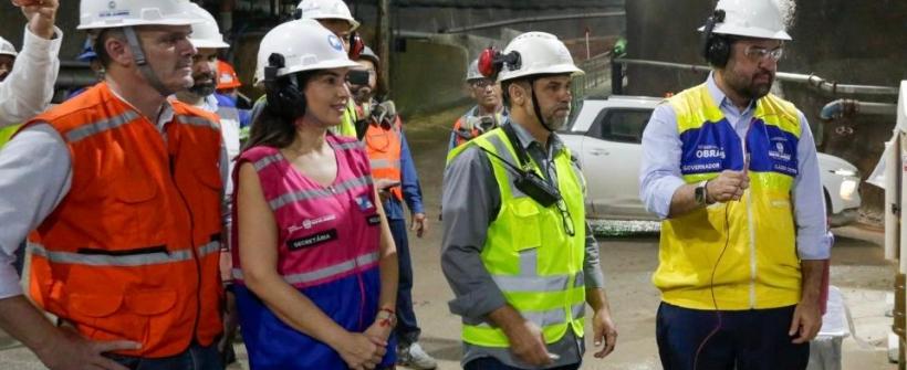 Cláudio Castro dá início às detonações de rochas na obra da estação de metrô da Gávea
