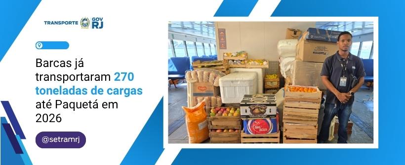 Barcas já transportaram 270 toneladas de cargas até Paquetá em 2026